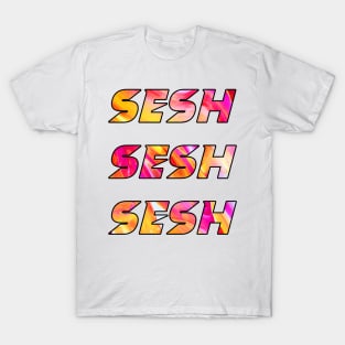 Sesh sesh sesh colour bomb red and yellow rave festival design T-Shirt